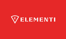 Logo Elementi, scritta bianca su fondo rosso
