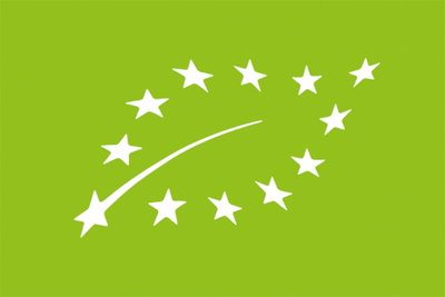 Marchio europeo dell'agricoltura biologica, stelle bianche su fondo verde